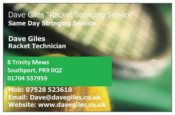 Racket Stringing Service based in Southport, Merseyside, England